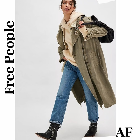 Free People Times Up Trench Coat in Serpent Size Small New